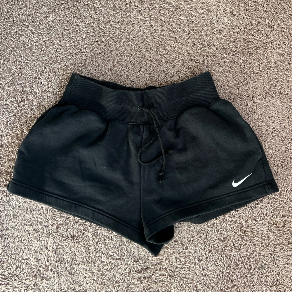 Nike Black Women's Athletic Shorts with White Swoosh